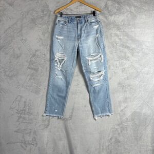 Abercrombie & Fitch Annie High Rise Girlfriend Jeans Light Wash Distressed 29